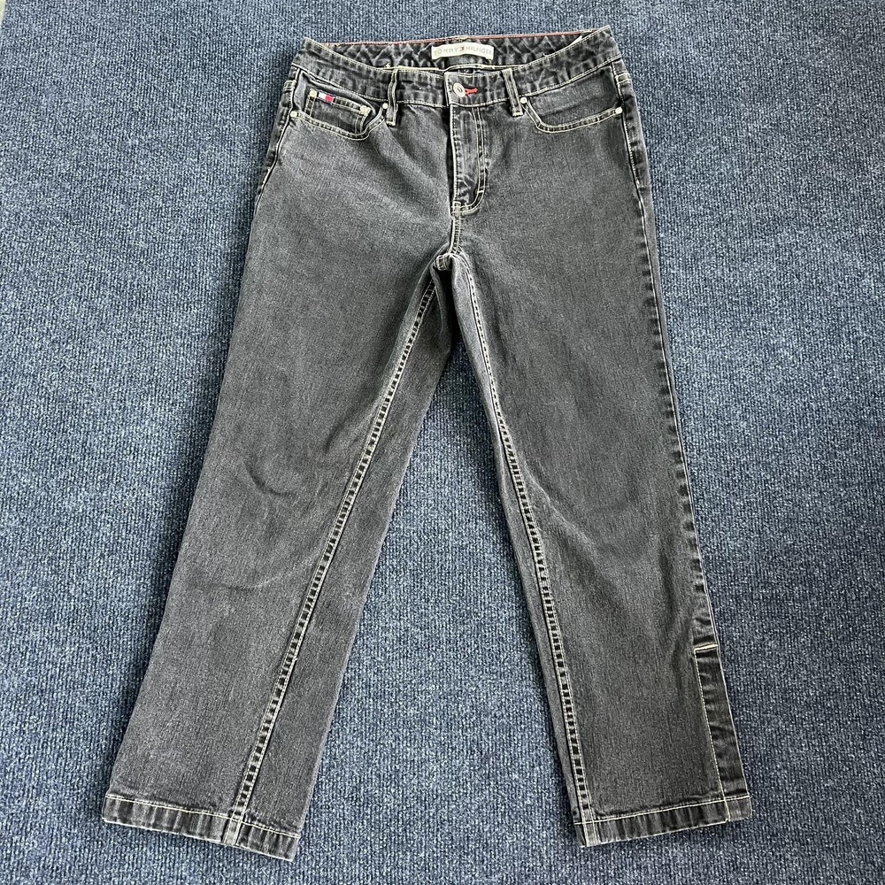 Tommy Hilfiger Jeans Womens 6 Gray Charcoal Mid‎ Rise Straight Stretch Logo